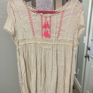 Louise Misha off-white pleated mini dress